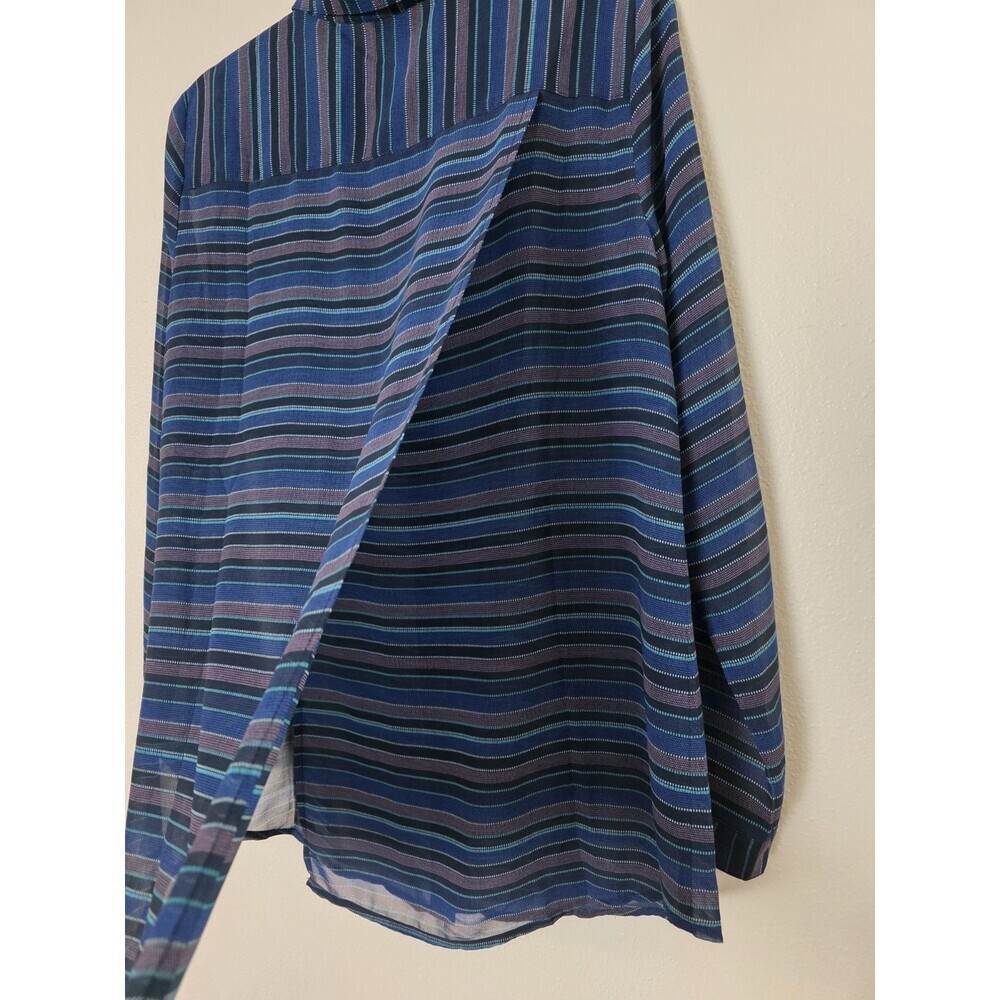 Cabi Womens Alex Button Down Top Blouse Size Medium Blue Purple Striped Sheer - Picture 3 of 4